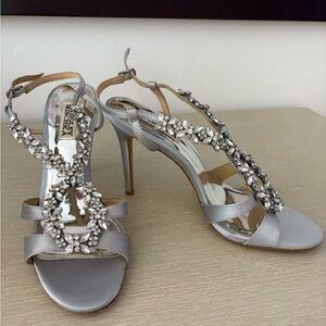 Badgley Mischka Metallic Crystal Embellished Heels